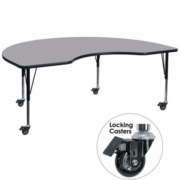 Activity Table,Kidney Shape,Gray,48"x96" Activity Table,Kidney Shape,Gray,48"x96"