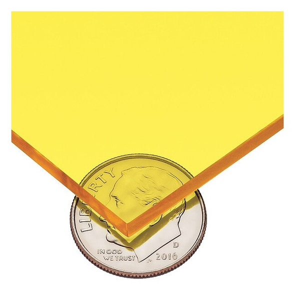 Yellow Cast Acrylic Sheet Stock 24" L x 12" W x 1/8" Thick