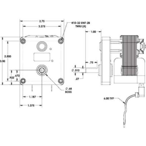 Dayton AC Gearmotor, 9.3 in-lb Max. Torque, 21 RPM Nameplate RPM, 230V AC Voltage, 1 Phase 52JE25