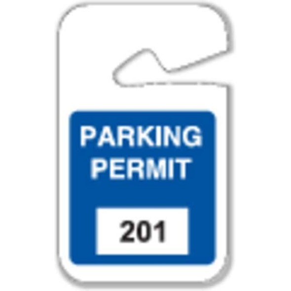 Brady Parking Permits, Rearview, 201-300, Wht/Blu, PK100 96263