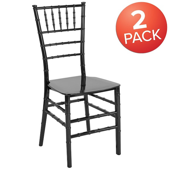 Flash Furniture HERCULES Series Black Resin Stacking Chiavari Chair,PK2 2-LE-BLACK-M-GG
