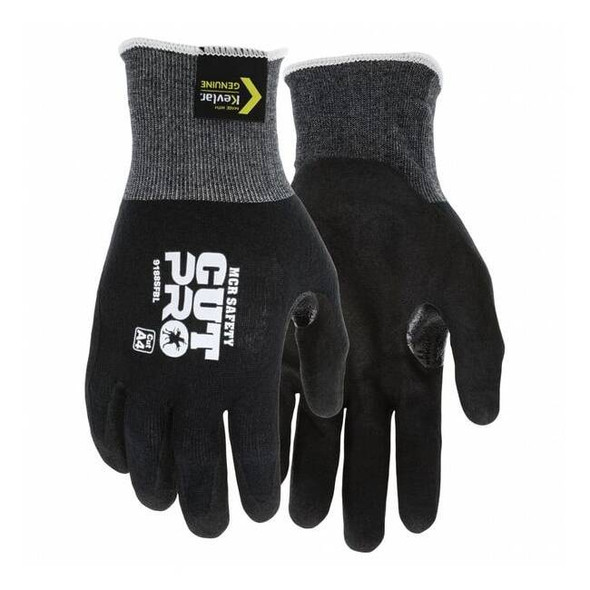 Coated Gloves, Nitrile, Sandy, Palm, 5 Abrasion Level, Black, L (9) 1 PR