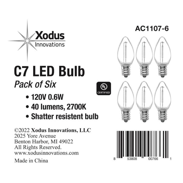 Xodus Clear 0.6W C7 LED Candle Light Bulb (6-Pack) AC1107-6 965911
