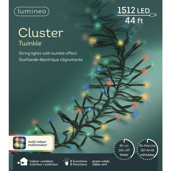 Lumineo 44 Ft. Multi 8-Function LED Cluster Light Set 9780093