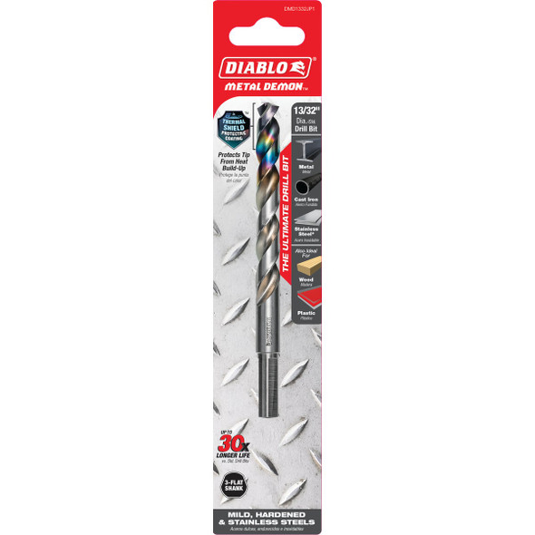 Diablo Metal Demon 13-32 In. Drill Bit for Mild, Hardened & Stainless Steels DMD1332JP1 316339