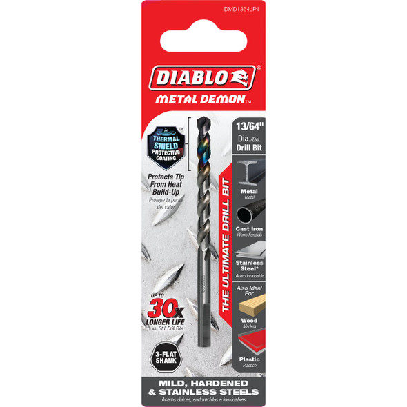 Diablo Metal Demon 13-64 In. Drill Bit for Mild, Hardened & Stainless Steels DMD1364JP1 317032
