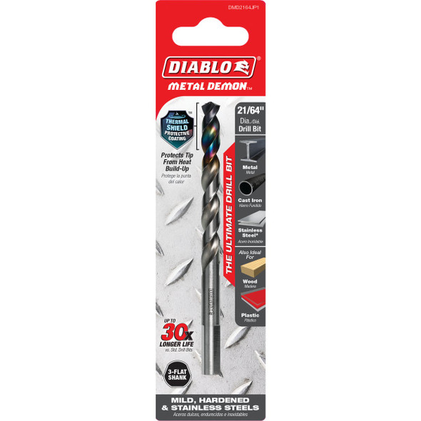 Diablo Metal Demon 21-64 In. Drill Bit for Mild, Hardened & Stainless Steels DMD2164JP1 334835