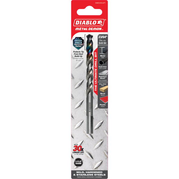 Diablo Metal Demon 23-64 In. Drill Bit for Mild, Hardened & Stainless Steels DMD2364JP1 344686