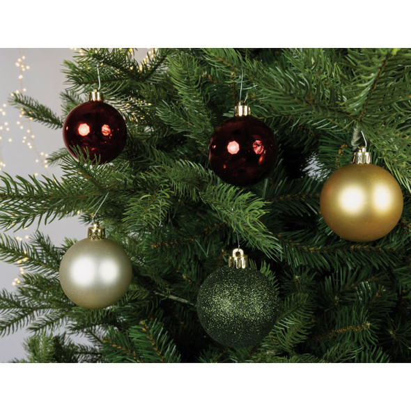 Decoris 2.4 In. Shatterproof Red-Green-Gold Bauble Christmas Ornament (30-Pack) 9976493 917741