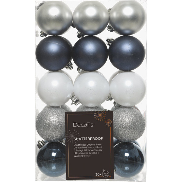 Decoris 30ct Shtprf B-S-W Bauble 9976494 928569