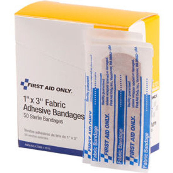 First Aid Only Fabric Bandages 1"" x 3"" 50/Box