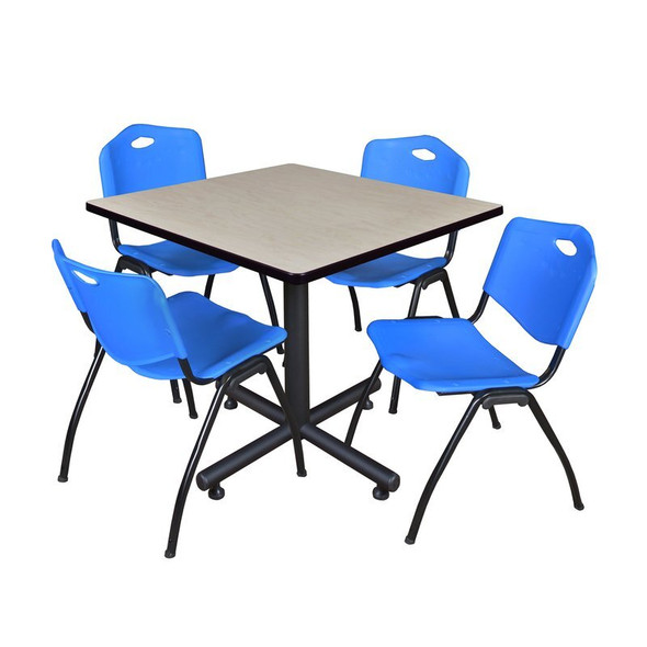 Kobe Square Table & Chair Set, Wood, Metal, Plastic Top, Maple