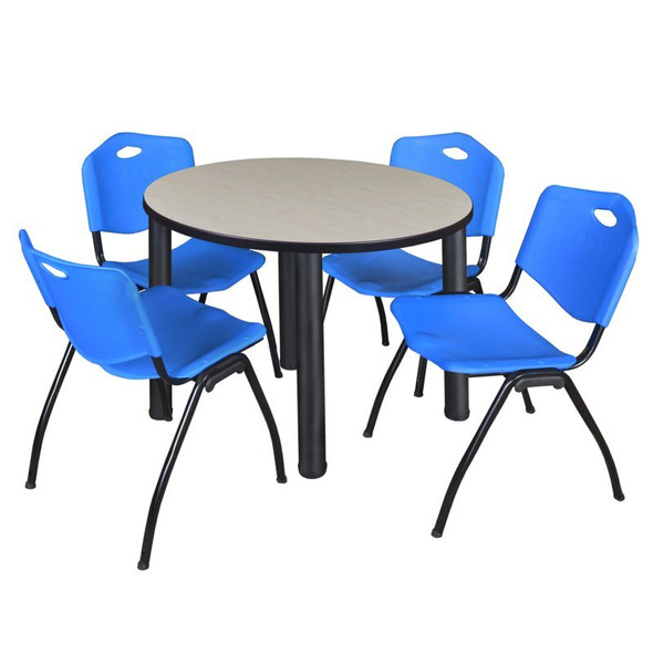 Kee Round Table & Chair Set, Wood, Metal, Plastic Top, Maple