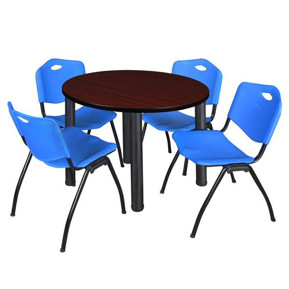 Kee Round Table & Chair Set, Wood, Metal, Plastic Top, Mahogany
