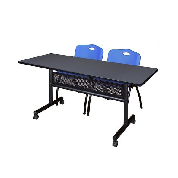 Kobe Rectangle FlipTop Table, 60" W, 29" H, Laminate Top, Gray MKFTM6024GY47BE