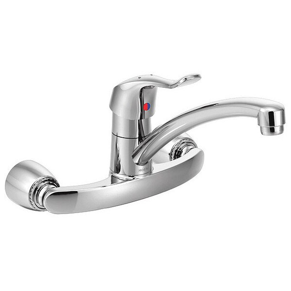 Moen Commercial Low Arc Kitchen Faucet, Manual, 8" Mount, 3 Hole 8713
