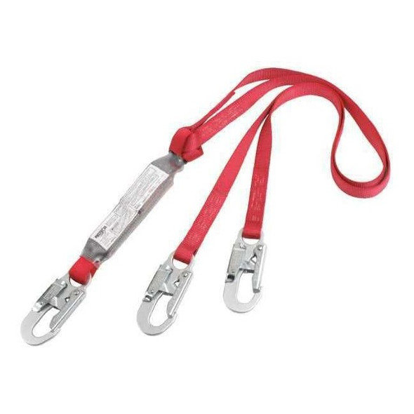 PRO(TM) Pack Shock Absorbing Lanyard, 6 ft. Length, Snap Hook, Steel, 2 Leg(s)