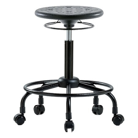 Stool, Polyurethane, Black, 22 1/2 in to 30 1/2 in Seat Height