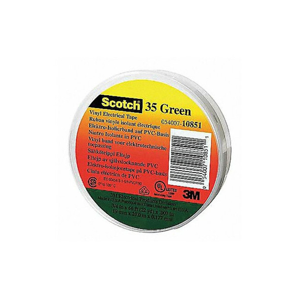 3m ElectricalTape,Grn,6-5/8ydL,1/2inW,PK100 10265