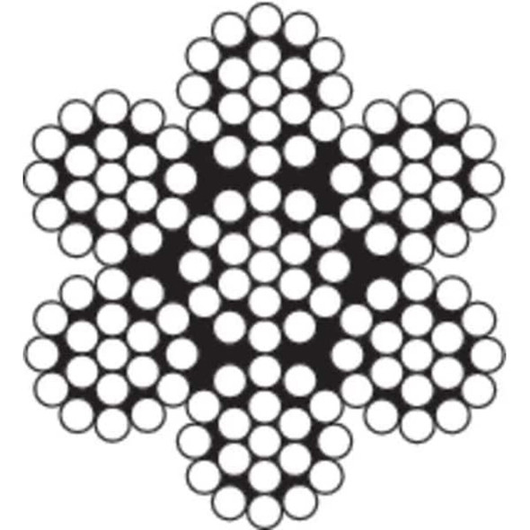 Manufacturer Varies Cable, 1-8 In, L100Ft, WLL400Lb, 7x19, Steel 2VJG9