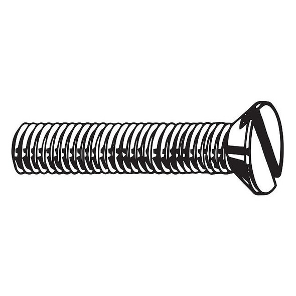 M2.5-0.45 x 6 mm Slotted Flat Machine Screw, Plain 18-8 Stainless Steel, 100 PK