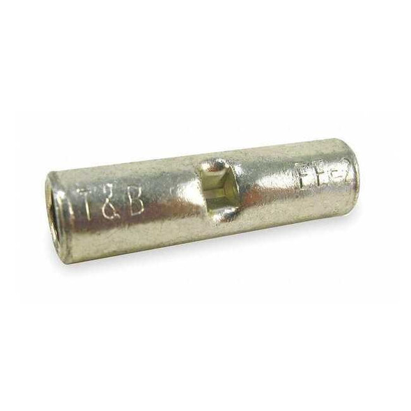 Butt Splice Wire Connector, 14 AWG Max, Metallic, None Insulation, 600 V, 100 PK