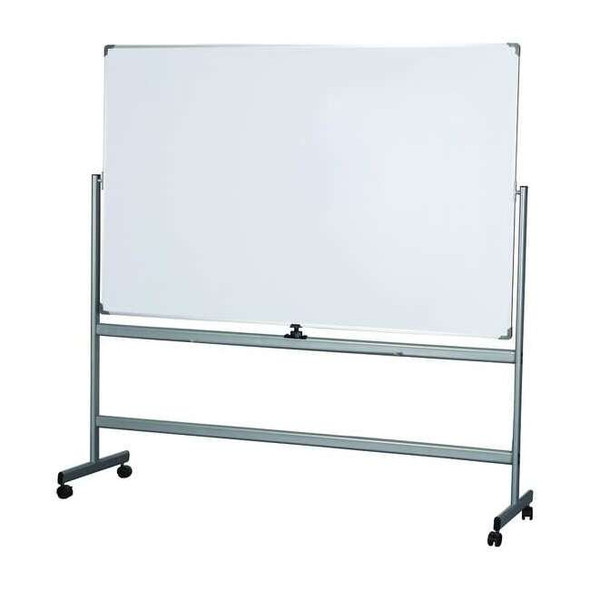 Dry Erase Board, Steel, 75 in, 74 1/4 in, Aluminum Frame, White, Gloss