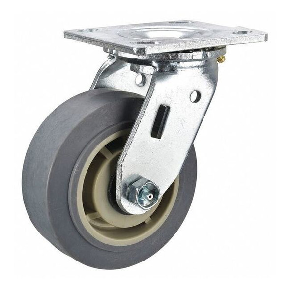 Swivel Plate Caster,Rubber,6 in.,600 lb.