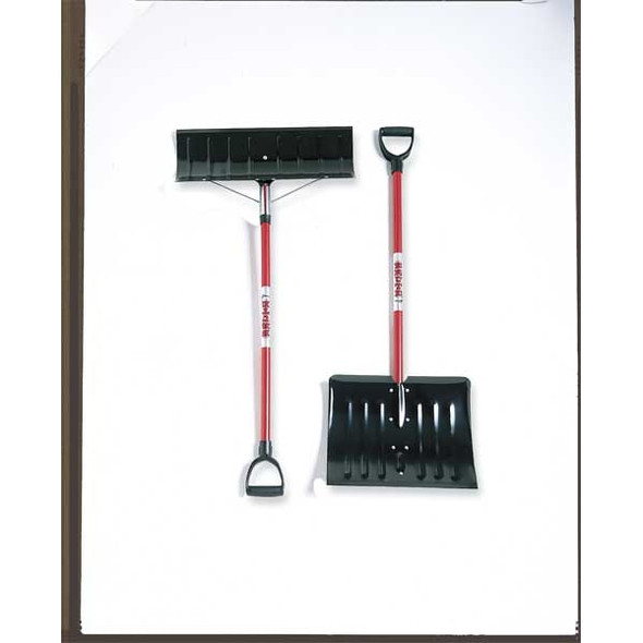 Snow Shovel, 42 in Wood D-Grip Handle, Steel Blade Material, 24 in Blade Width
