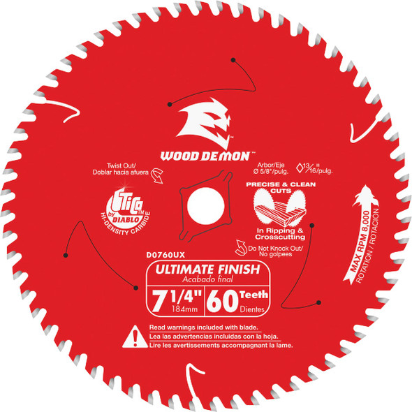 Diablo 7-1/4"60t Wood Dmn Blade D0760UXA Pack of 10