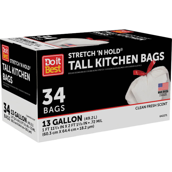 Do it Best 13-Gal. Stretch 'N Hold Drawstring Trash Bag (34-Count) C032476S 642271