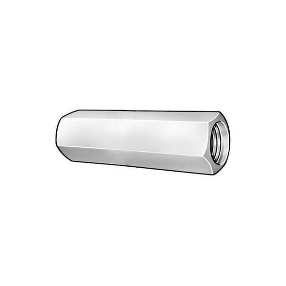Coupling Nut, 1-3/4"-5, Steel, Grade 2, Zinc Plated, 5 in Lg, 2 3/8 in Hex Wd