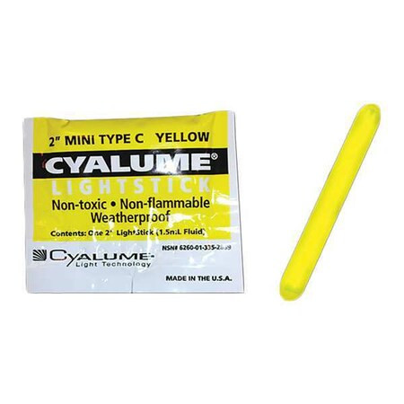 Chemlight by Cyalume Technologies Lightstick,Yellow,4 hr.,2 in. L,PK50 9-28690PF