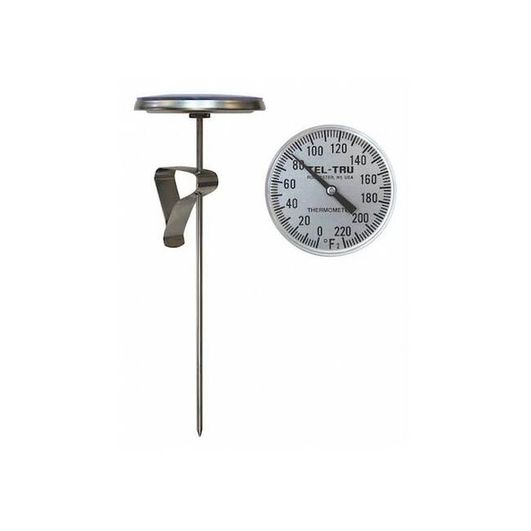 Tel-Tru Analog Dial Thermometer,Stem 8" L LT330R-0855