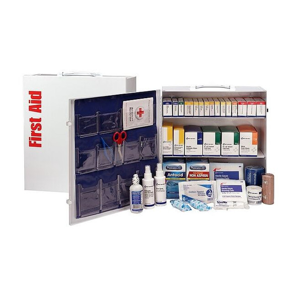 First Aid Kit and Housing, Metal Cabinet, 676 Components, 100 People Served