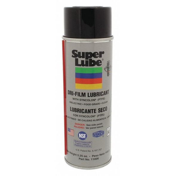 Super Lube Dry Film Lubricant, 5.25 oz., Aerosol Can, PTFE, White 11006