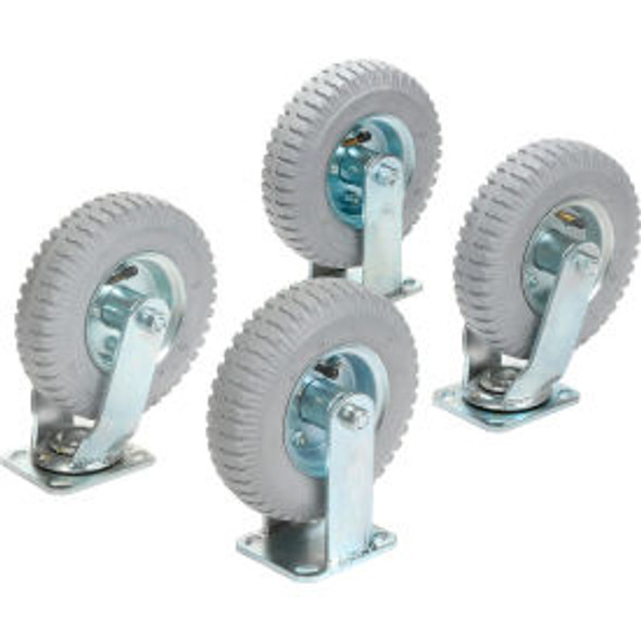 Global Industrial 8"" x 2.80"" Full Pneumatic Caster Kit 2 Swivel 2 Rigid