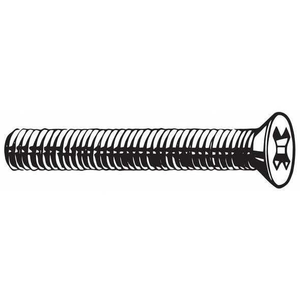 M6-1.00 x 10 mm Phillips Flat Machine Screw, Plain 316 Stainless Steel, 25 PK