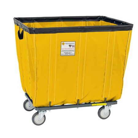 Antimicrobial Vinyl Basket Truck with Steel Base, 16 Bushel, Yellow