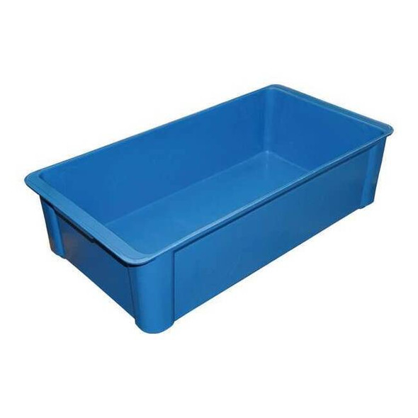 Stackable Storage Container, 6 gal, 23-3/8 in L x 12 in W x 6 in H, Blue