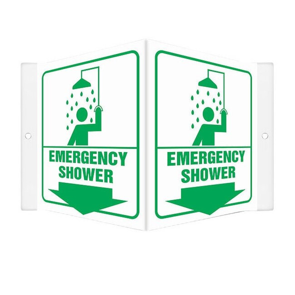 EMERGENCY SHOWER, 8 1/2 in W x 6 in H, V-Shape Projection, PETG, 480Y07