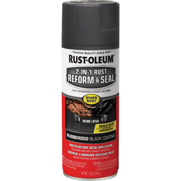 Rust-Oleum Stops Rust 2-In-1 Rust Reform and Seal Spray, 12 Oz., Black 344713