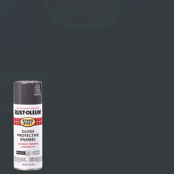 Rust-Oleum Stops Rust 12 Oz. Charcoal Gray Gloss Anti-Rust Spray Paint 7784830