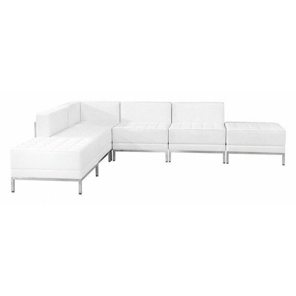 Flash Furniture Leather Sectional,6 pcs.,White ZB-IMAG-SECT-SET8-WH-GG Flash Furniture Leather Sectional,6 pcs.,White ZB-IMAG-SECT-SET8-WH-GG