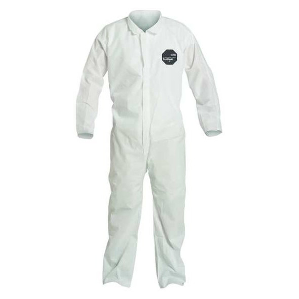 10 Coverall. Collar. Open Wrists and Ankles. Elastic Waist. White. MD
