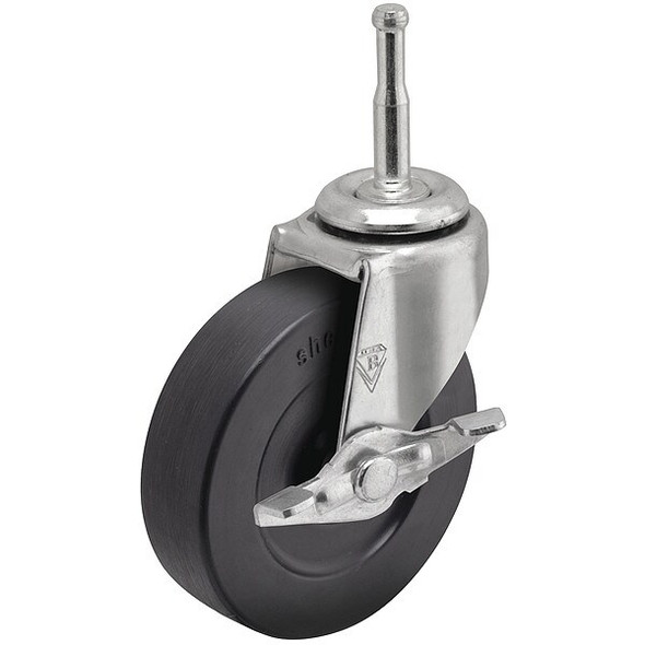 2" X 13/16" Non-Marking Rubber Soft Swivel Caster, Side Brake, Loads Up To 80 lb