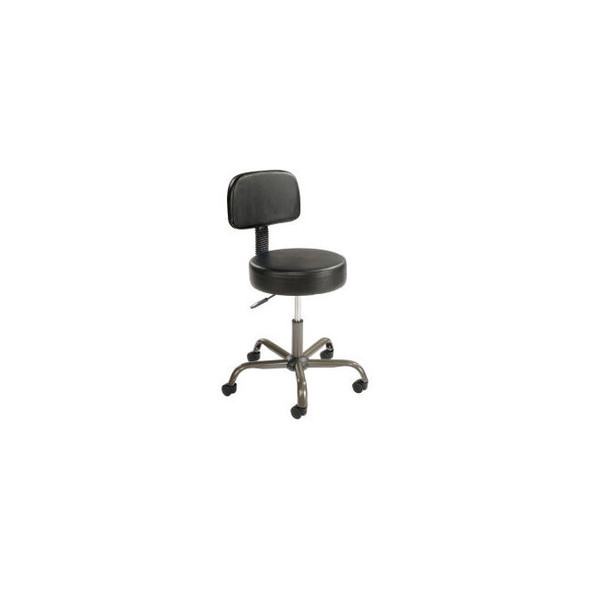 Interion Antimicrobial Vinyl Medical Stool with Backrest Black