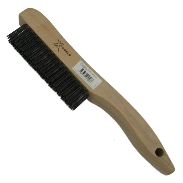 WBWSHMS XTRweld Scratch Brush with 4x16 Carbon Steel Bristles, Shoe Handle