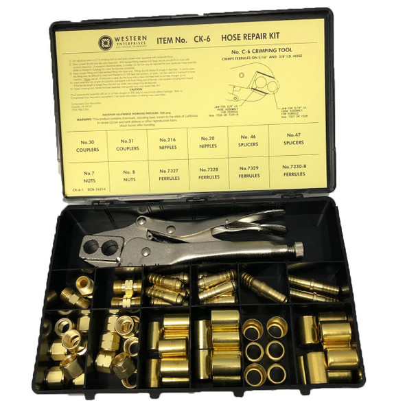 Western CK-6 Hose Repair Kit With C-6 Hand Grip Crimping Tool For 5/16 and 3/8 Inch ID Hose