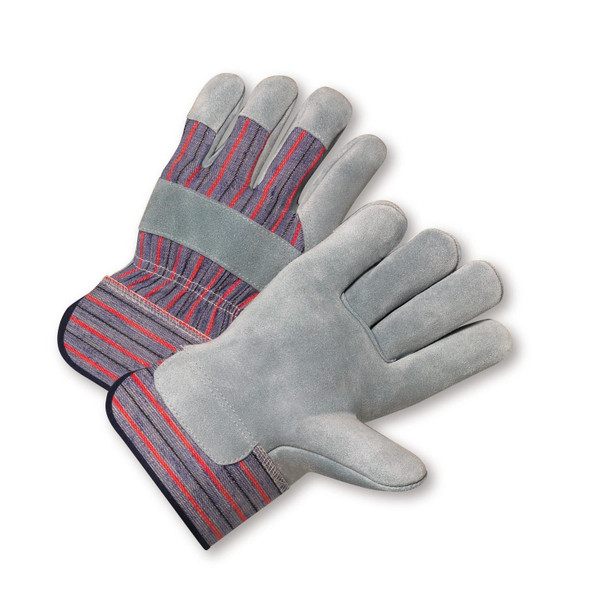 558/XL West Chester Shoulder Leather Palm Rubberized Safety Cuff Glove - Blue/Red Fabric: XLarge